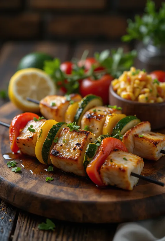 Balık Kebab grillatulla kalalla ja vihanneksilla