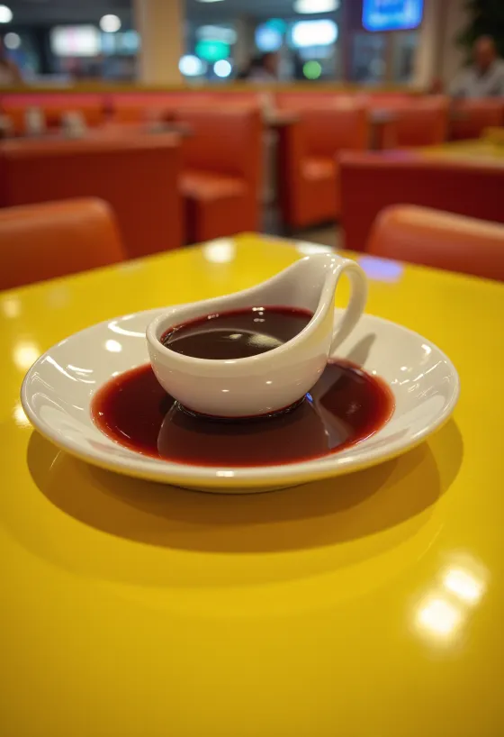 Appelsiini-punaviinikastike tarjoiluastiassa koristeena rosmariinia