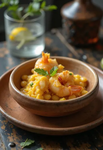 Acarajé vatapalla, rapea brasilialainen ruoka kookoskastikkeella