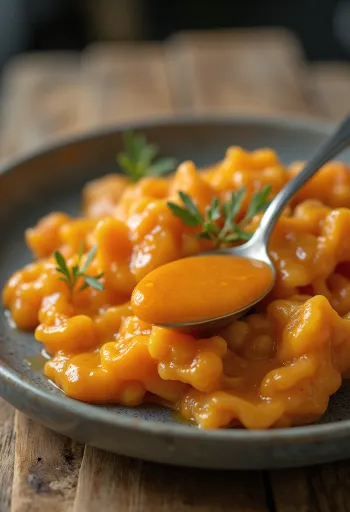 Paprikainen voikastike tarjoiltuna grillatun lihan kanssa