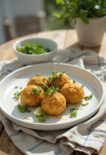 Acarajé vihreällä tomaattisalaatilla, rapea brasilialainen ruoka