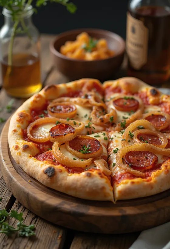 Diavola-pizza sipulilla ja chilillä