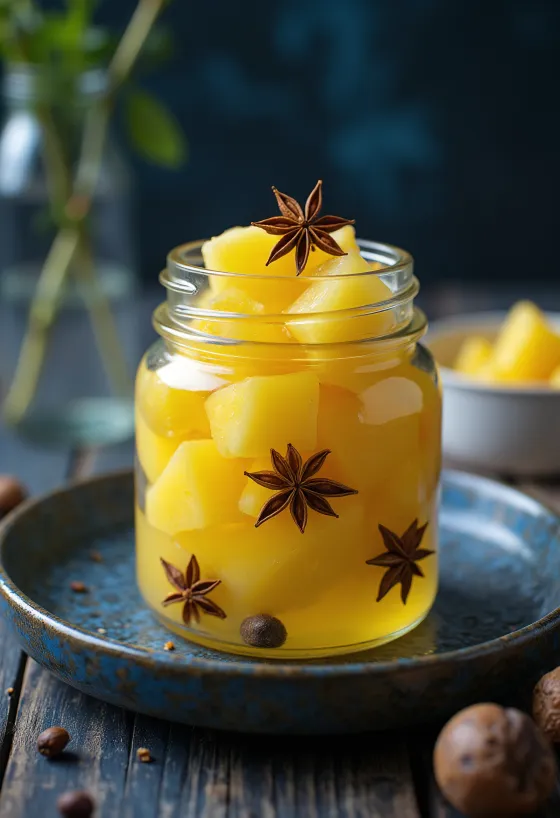 Makeanhapan ananas tarjoiltuna lasipurkissa