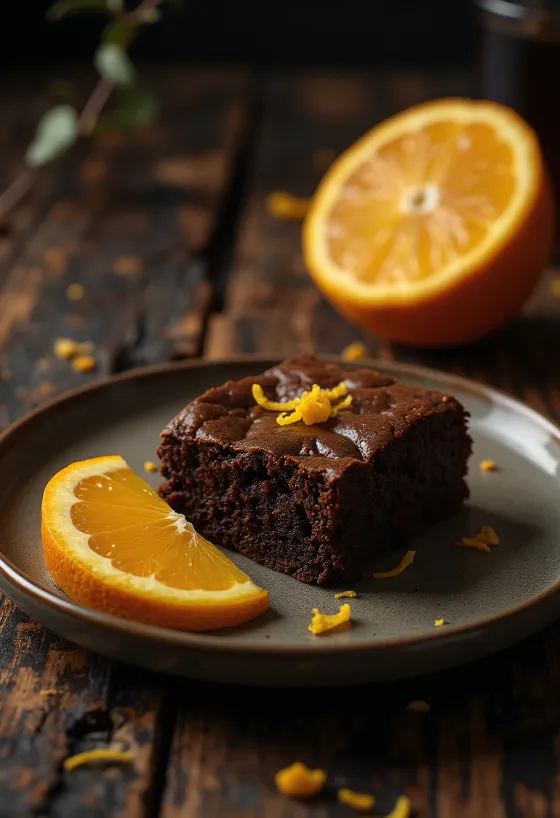 Appelsiinibrownie tarjoiltuna