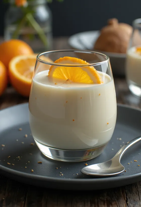 Appelsiinipannacotta tarjoiltuna