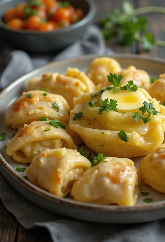 Vastapaistettu Qistibi tataarilainen täytetty leipä
