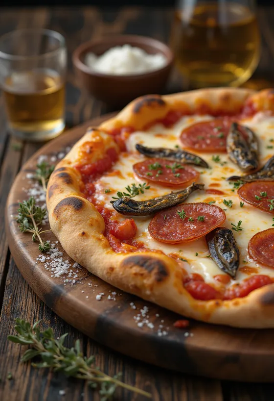Diavola-pizza sardelleilla ja chilillä