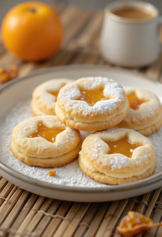 Omena-appelsiinilinzerit tarjoiltuna