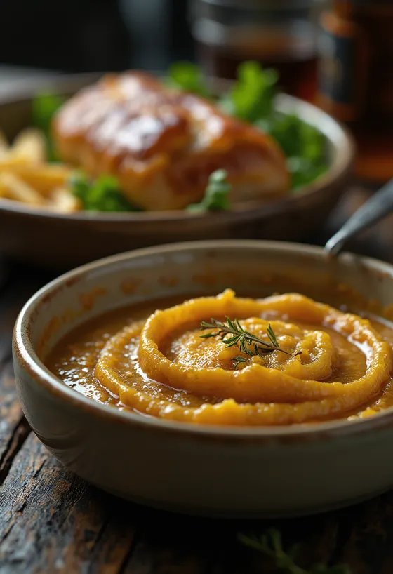 BBQ-maustettu sinappimarinadiseos kulhossa