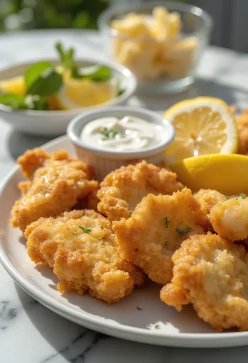 Leivitetyt aivot rapeassa kuorrutuksessa tarjoiltuna tuoreiden vihannesten kera