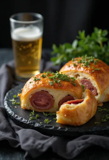 Stromboli-viipale, jossa on ohuita salamiviipaleita ja juustoa