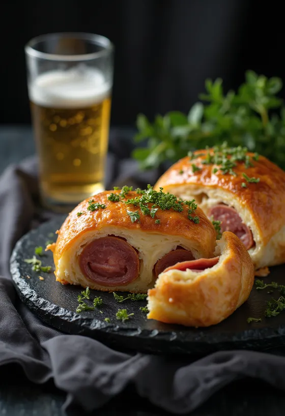 Stromboli-viipale, jossa on ohuita salamiviipaleita ja juustoa