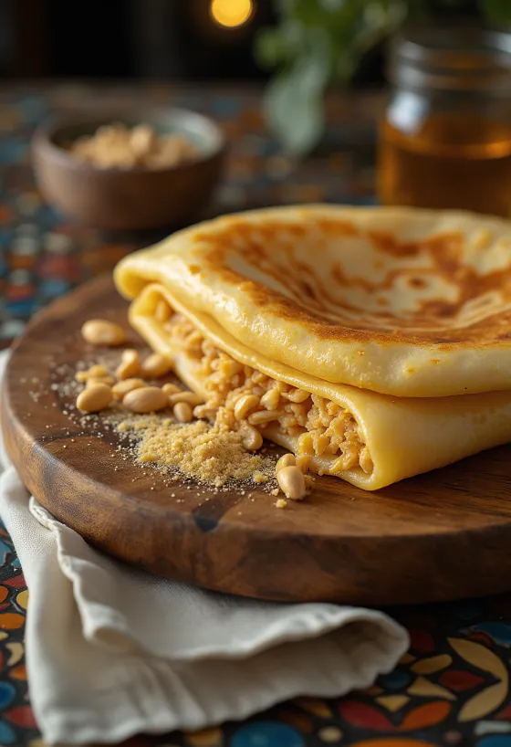 Apam Balik malesialainen pannukakku tarjoiltuna