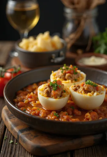 Täytetty munakoisodolma liha-riisitäytteellä