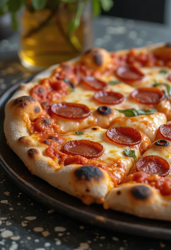 Savujuusto ja pepperoni -pizza vastapaistettuna