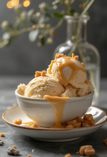 Kermakaramellijäätelö tarjoiltuna