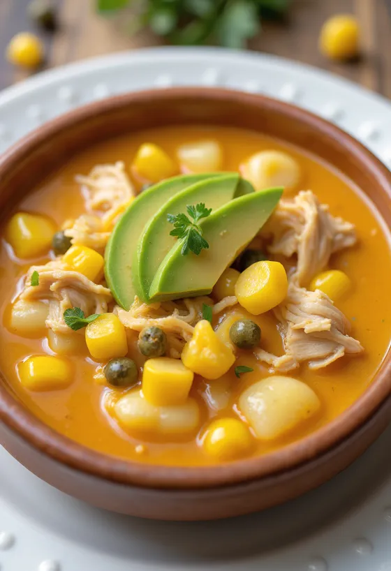 Ajiaco kanalla tarjoiltuna