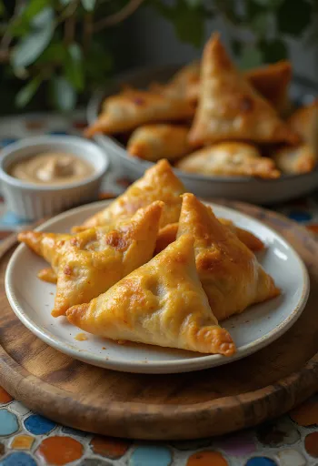 Valkosipuli-inkiväärisamosa tarjoiltuna