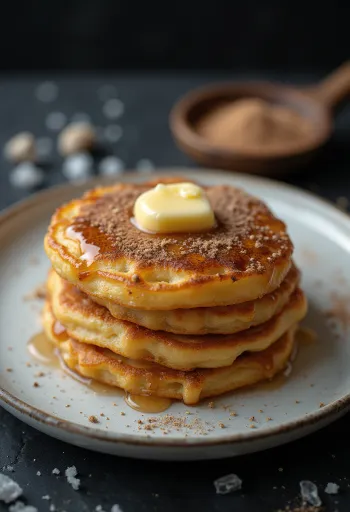 Churro-pannukakkuja kanelisokerilla ripoteltuna, hienosti tarjoiltuna