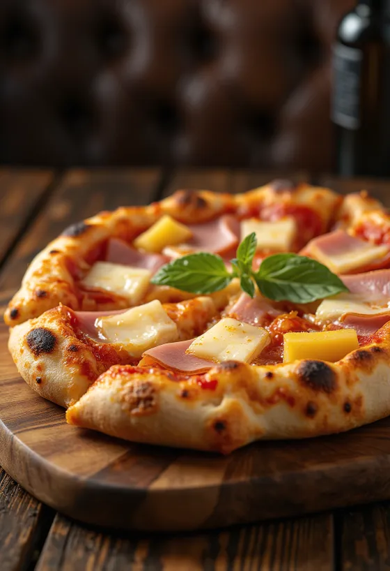 Hawaiian pizza ananaksella ja kinkulla