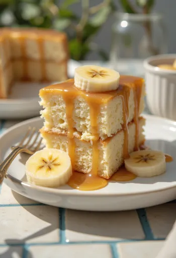 Banaani-kinuskikakku tarjoiltuna