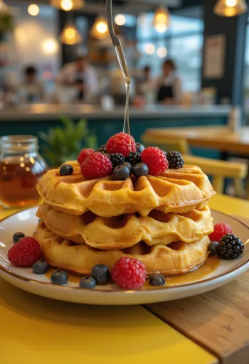 Jättivohveli tarjoiltuna