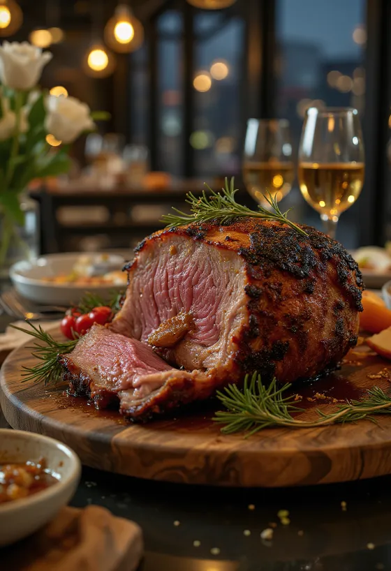 Hunajaglaseerattu villisika leikkuulaudalla