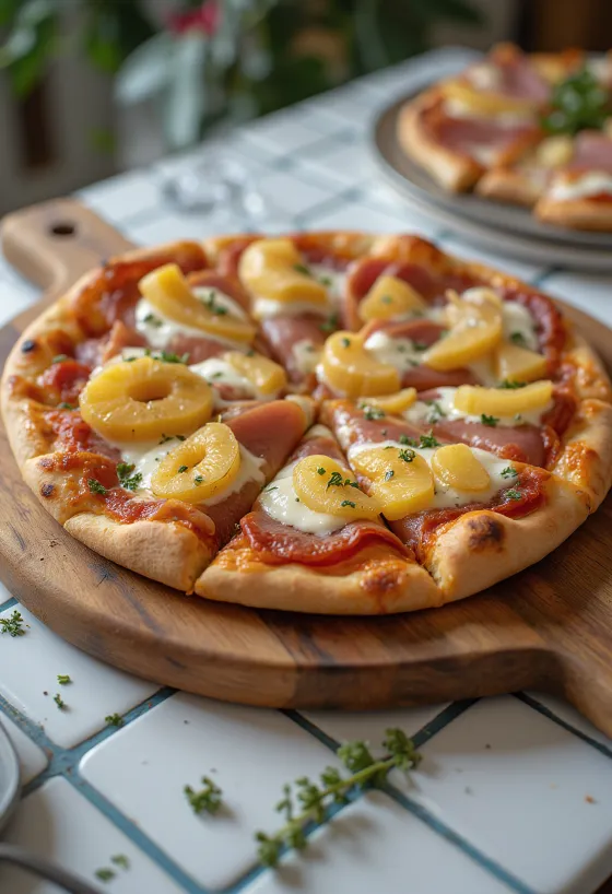 BBQ-Hawaii-pizza tarjoiltuna