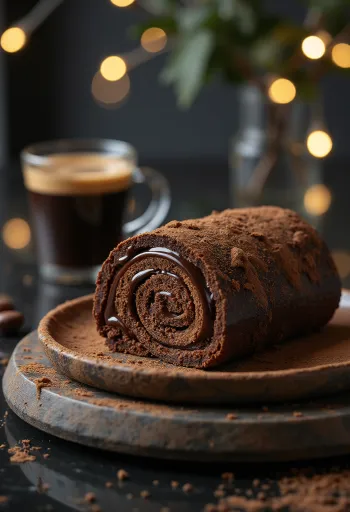 Bolo de Rolo suklaaganachella, suklaaganachella täytettyjä kääretorttuviipaleita