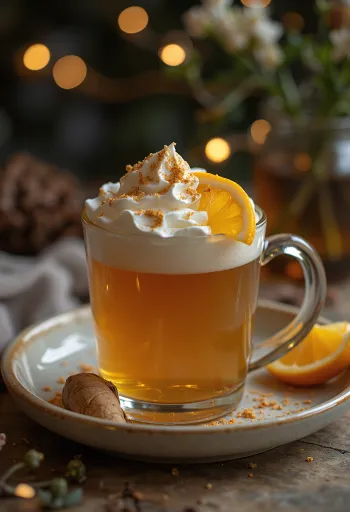 Mausteinen lämmin siideri lasissa