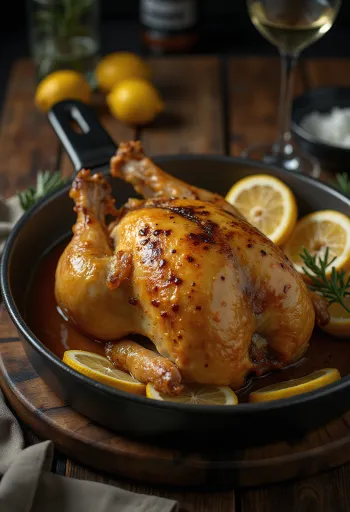 Sitruunaglaseerattu helmikana tarjoiluvadilla