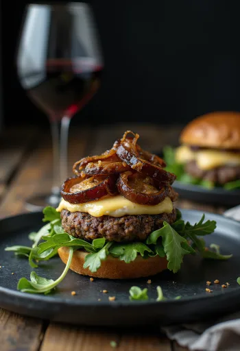 Ranskalaistyylinen burgeri lautasella