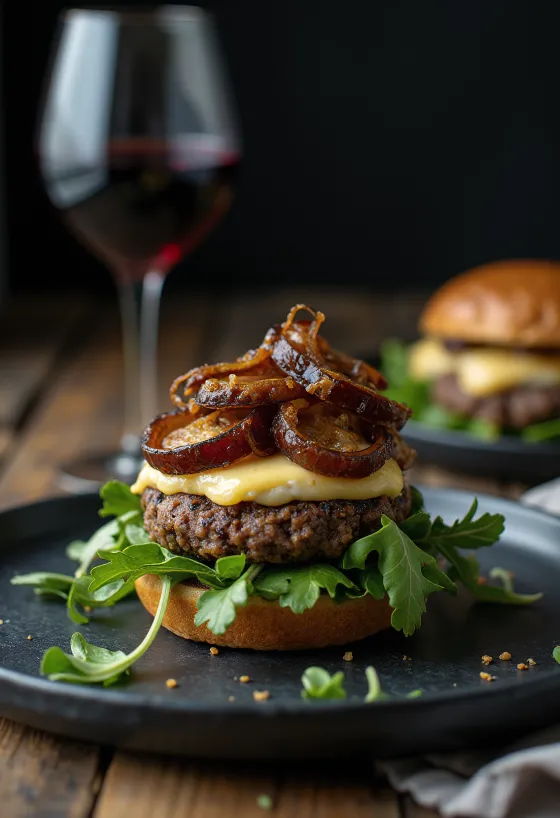 Ranskalaistyylinen burgeri lautasella