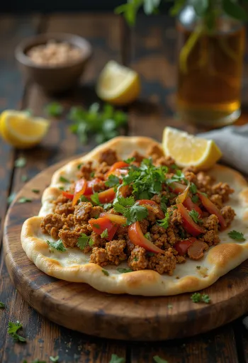 Lahmacun tarjoiltuna