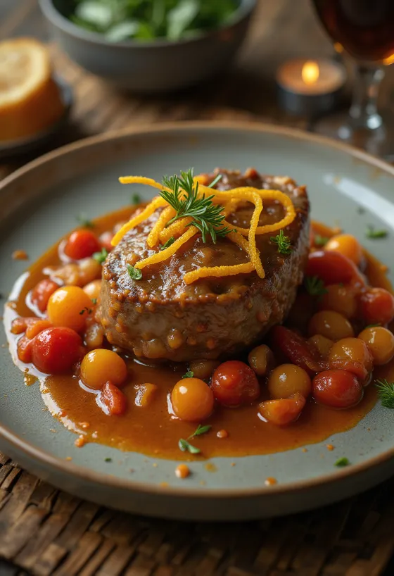 Osso buco tomaattikastikkeessa, täyteläinen ja murea vasikanluuruoka