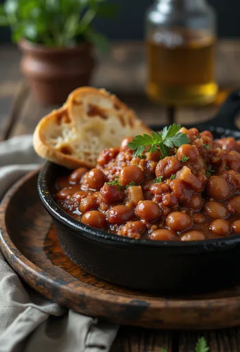 Grillattu BBQ-papumuhennos tarjoiltuna