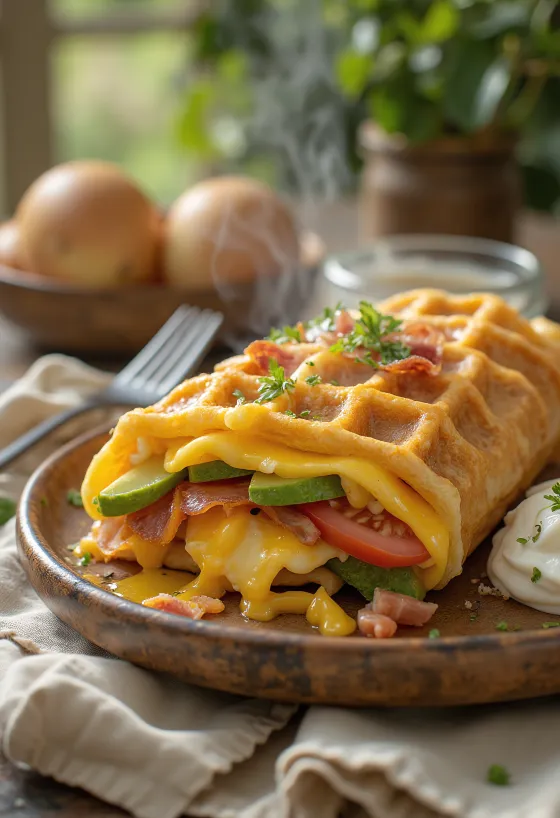 Vohveliburrito tarjoiltuna