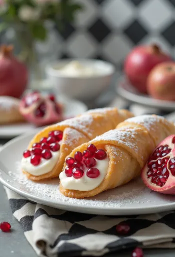 Granaattiomenacannoli tarjoiltuna