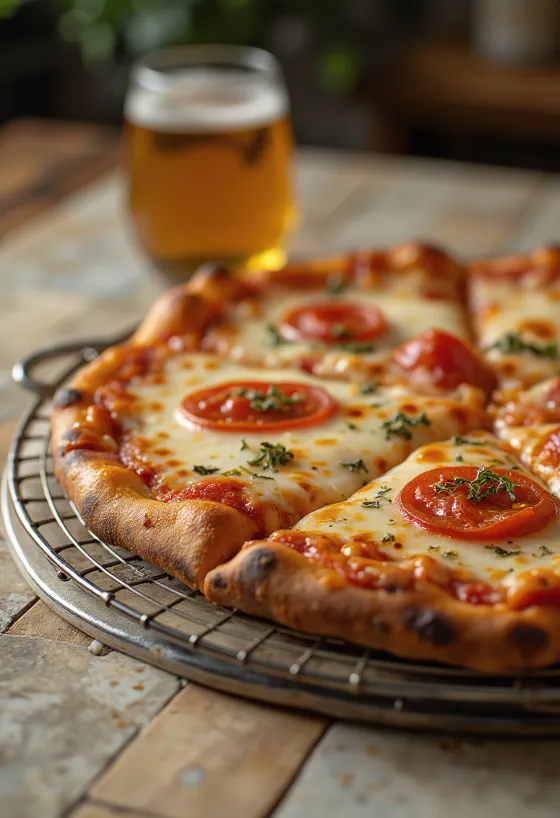 New York Style Pizza ohuella taikinalla ja suurilla viipaleilla