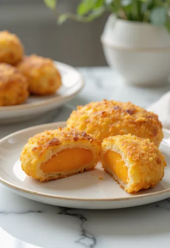 Bataattikorokke, rapeaksi paistettuna, tuoreen salaatin kera tarjoiltuna