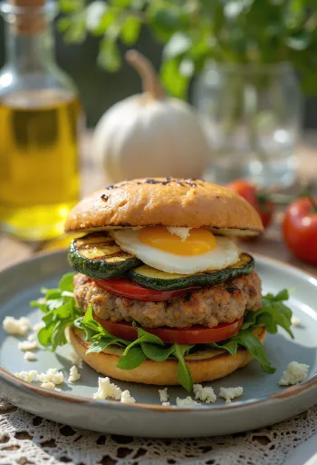 Grillattu kasvisburgeri lautasella