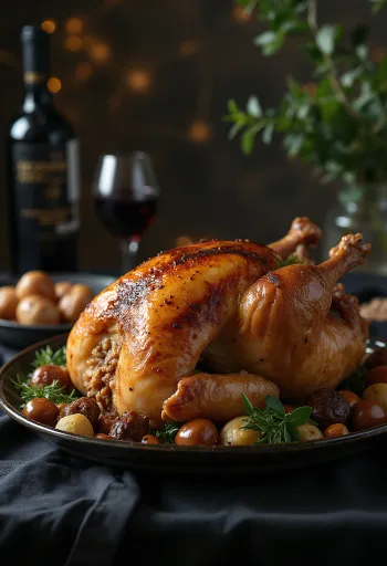 Paahdettu kalkkuna juhlapöydässä