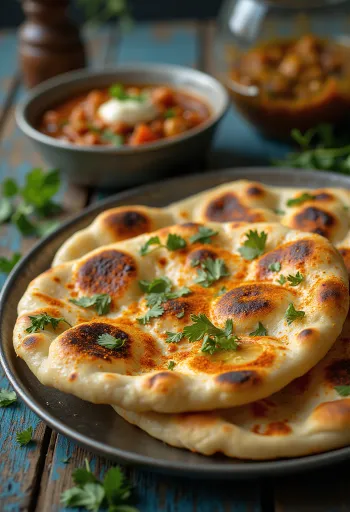Tulinen Tandoori Naan, korianterilla ja chilijauheella