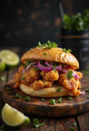 Pan con chicharrón korianterilla, rapealla sianlihalla ja tuoreella korianterilla