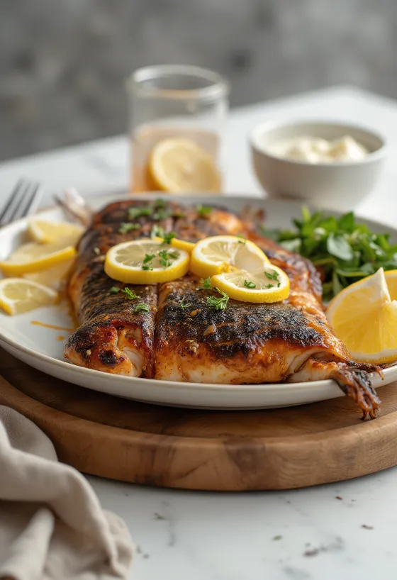 Savustettu BBQ-taimen rapealla nahalla