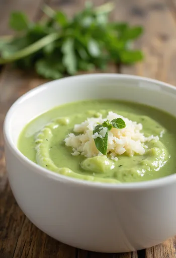 Kermainen rucolakastike tarjoiltuna