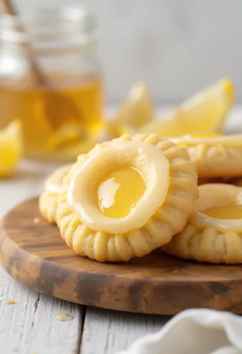 Sitruuna-hunajalinzerit tarjoiltuna