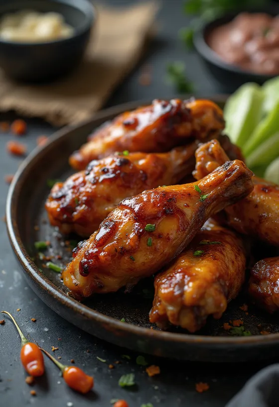 BBQ-kanansiivet tarjoiltuna tuoreen lisukkeen kera