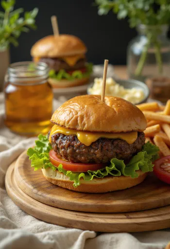 Seal meat burger tarjoiltuna salaatin, tomaatin ja majoneesin kera.