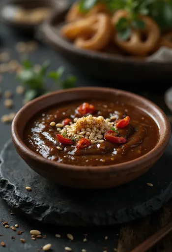 Tamarindidippi tarjoiltuna tuoreiden vihannesten kera